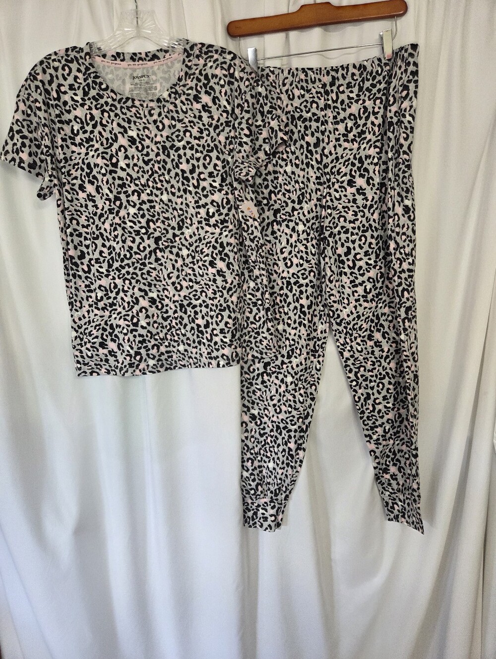 Joyspun NWT Leopard Print Two-Piece Pajama Set - Pink/Black Size S
